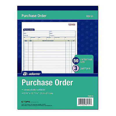 Adams Multipart Purchase Order Pad, Three-Part Carbonless, 8.38 x 10.19, 50 Forms Total (ABFTC8131)