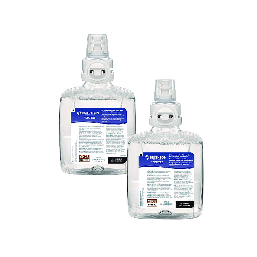 Brighton Professional BP8 Hand Soap Refills, Dye Free/Fragrance Free, 1,200 mL, 2/Carton (GOJ2797986)