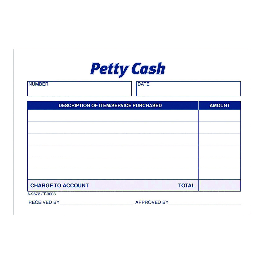 Adams Petty Cash Receipts, One-Part (No Copies), 5 x 3.5, 50 Receipts/Pad, 12 Pads/Pack (ABF9672ABF)