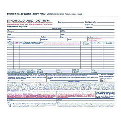 Adams Bill of Lading - Short Form for Up to Ten Articles, Three-Part Carbonless, 8.5 x 6.94, 250 Forms Total (ABFB3876)