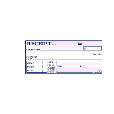 Adams Money/Rent Receipt Book, Two-Part Carbonless, 6.69 x 2.75, 50 Receipts/Book, 5 Books/Pack (ABFDC2701)