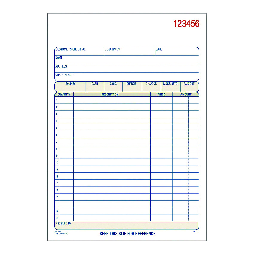Adams Multipart Sales Order Pad, Two-Part Carbonless, 5.56 x 7.94, 50 Forms/Pad, 10 Pads/Box (ABFDC580510)