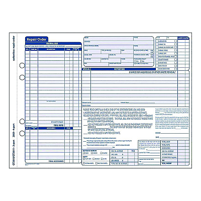 Adams Multipart Auto Repair Work Order Forms with Checklist for Routine Jobs, Three-Part Carbonless, 10.94 x 8.5, 50 Forms Total (ABFGT3810)
