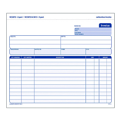 Adams Multipart General-Purpose Invoice Forms, Two-Part Carbonless, 8.5 x 6.94, 50 Forms Total (ABFNC287250)