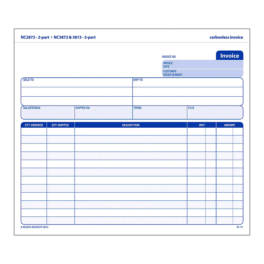 Adams Multipart General-Purpose Invoice Forms, Two-Part Carbonless, 8.5 x 6.94, 50 Forms Total (ABFNC287250)