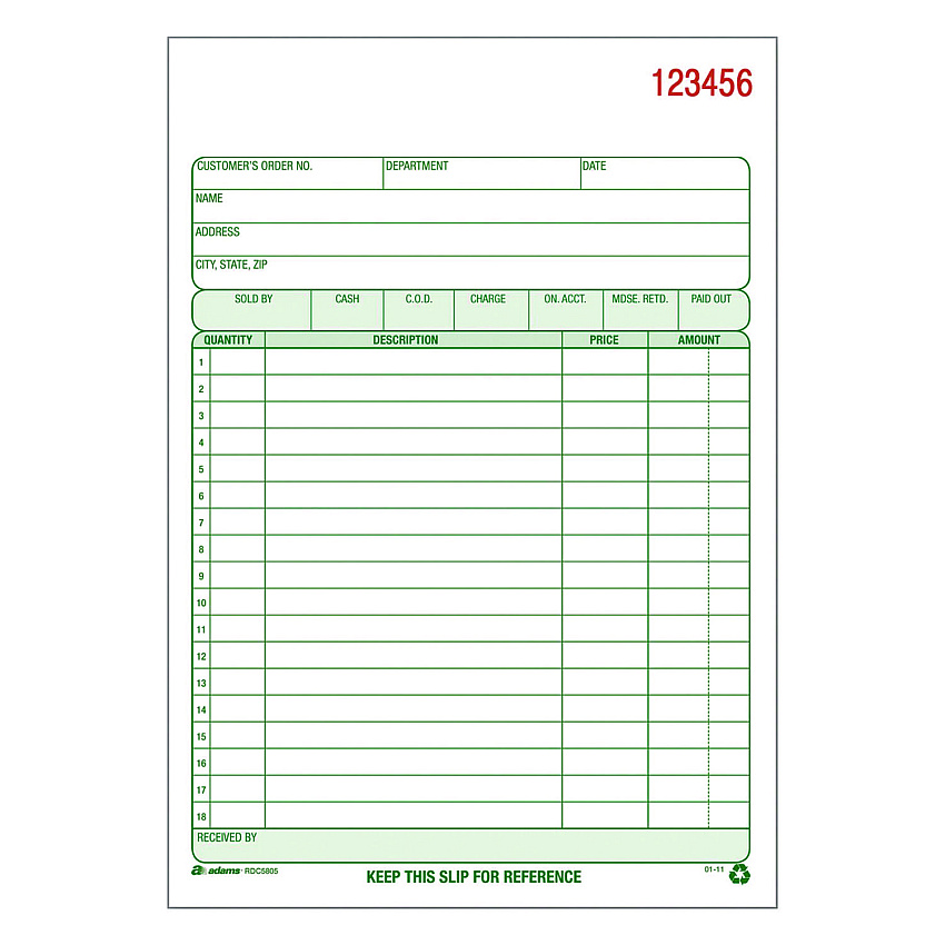 Adams Multipart General-Purpose Sales Pad, Two-Part Carbonless, 5.56 x 7.94, 50 Forms Total (ABFRDC5805)