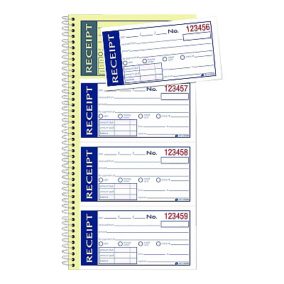 Adams Write 'n Stick Receipt Book, Two-Part Carbonless, 4.75 x 2.75, 4 Forms/Sheet, 200 Forms Total (ABFSC1152WS)