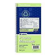Adams Wirebound Telephone Message Book, Two-Part Carbonless, 4.75 x 2.75, 4 Forms/Sheet, 400 Forms Total (ABFSC1154R)