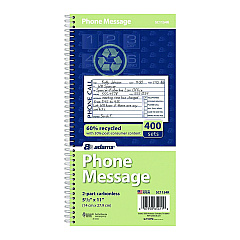 Adams Wirebound Telephone Message Book, Two-Part Carbonless, 4.75 x 2.75, 4 Forms/Sheet, 400 Forms Total (ABFSC1154R)