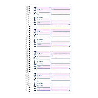 Adams Petty Cash Receipt Book, Two-Part Carbonless, 5 x 2.75, 4 Forms/Sheet, 200 Forms Total (ABFSC1156)