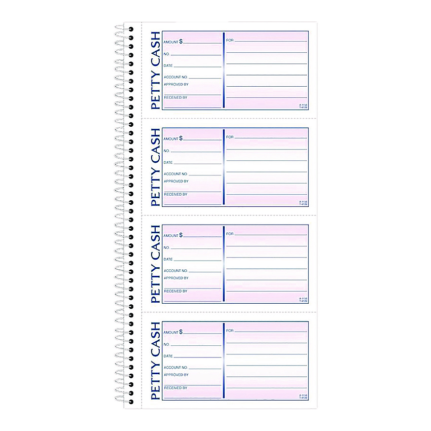 Adams Petty Cash Receipt Book, Two-Part Carbonless, 5 x 2.75, 4 Forms/Sheet, 200 Forms Total (ABFSC1156)