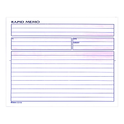 Adams Rapid Memo Pad, Two-Part Carbonless, 8.5 x 7.75, 50 Forms Total (ABFSC1158)