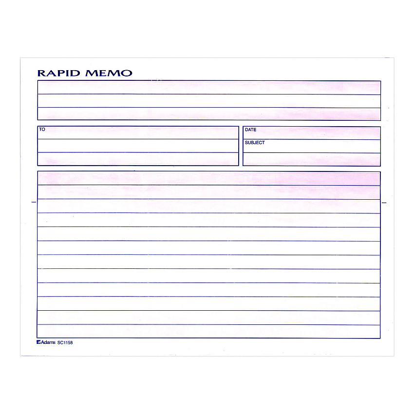 Adams Rapid Memo Pad, Two-Part Carbonless, 8.5 x 7.75, 50 Forms Total (ABFSC1158)