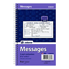 Adams While You Were Out Messages Book, Two-Part Carbonless, 5 x 2.83, 3 Forms/Sheet, 300 Forms Total (ABFSC8603D)
