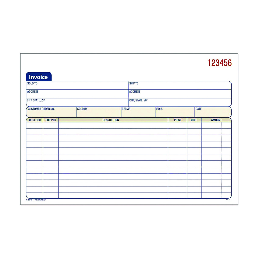 Adams Multipart General-Purpose Invoice Pad, Three-Part Carbonless, 7.94 x 5.56, 50 Forms Total (ABFTC5840)