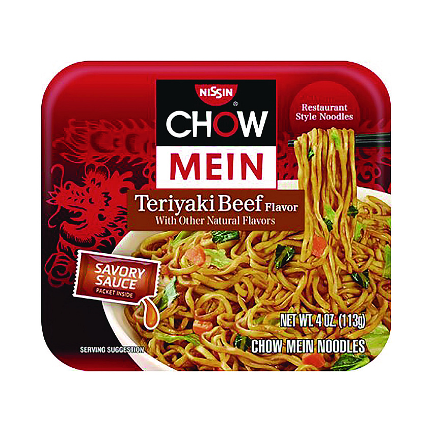 Nissin Teriyaki Beef Chow Mein Noodles, 4 oz Bowl, 8/Carton (NSFNIS08723)