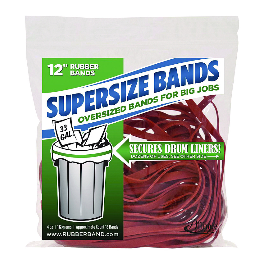 Alliance Rubber Rubber Rubber SuperSize Bands, 0.25" x 12", Red, 18/Pack (ALL1058054)