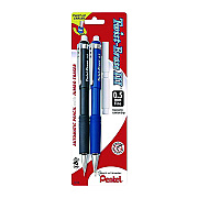 Pentel Twist-Erase III Mechanical Pencil, 0.5 mm, HB (#2), Black Lead, Black/Blue Barrel, 2/Pack (PENQE515BPK6)