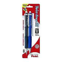 Pentel Twist-Erase III Mechanical Pencil, 0.5 mm, HB (#2), Black Lead, Black/Blue Barrel, 2/Pack (PENQE515BPK6)