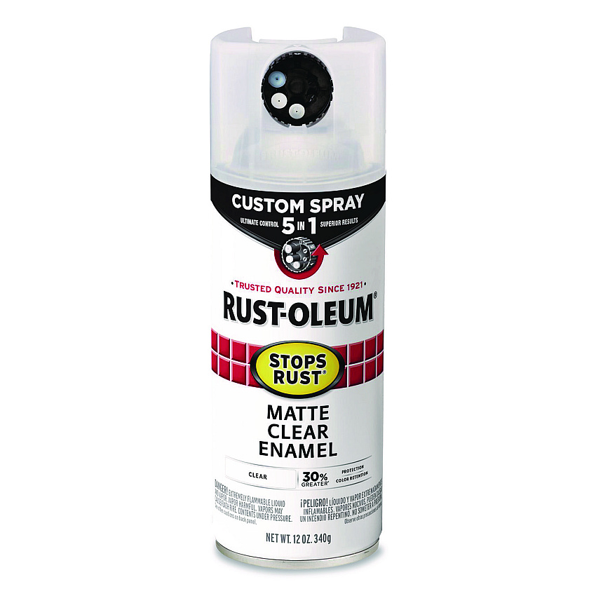 Rust-Oleum Stops Rust 5-in-1 Spray Paint, Matte Clear, 12 oz Aerosol Can, 6/Carton (376868CT)