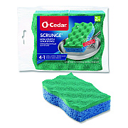 O-Cedar Scrunge Non-Scratch Scrub Sponge, 2.63 x 4.25, 1" Thick, Green/Blue, 2/Pack, 8 Packs/Carton (169431CT)