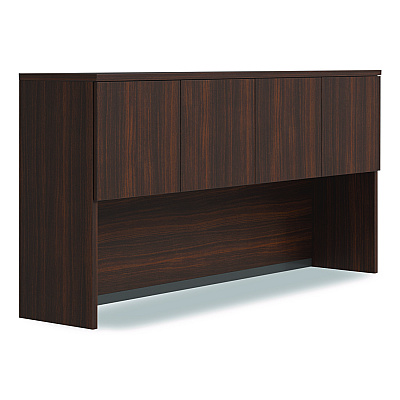 Alera Seville Hutch with Doors, 4 Compartments, 72w x 16d x 36h, Mahogany (SVH7236MY)