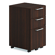 Alera Seville Series Mobile Pedestal, Left/Right, 3-Drawer: Box/Box/File, Legal, Mahogany, 15" x 18" x 27" (SVMPBBFMY)