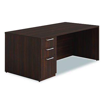 Alera Seville Series Single Pedestal Desk, Left Pedestal, 72" x 36" x 29", Mahogany (SVSPL7236MY)