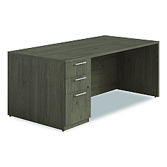 Alera Seville Series Single Pedestal Desk, Left Pedestal, 72" x 36" x 29", Walnut (SVSPL7236WA)