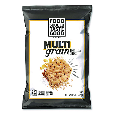 Food Should Taste Good Tortilla Chips, Multigrain with Sea Salt, 1.5 oz., 24/Carton (77613)