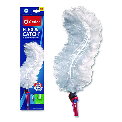 O-Cedar Flex and Catch Heavy-Duty Dusting Kit, 1 Duster Wand and 3 Refills, 6/Carton (172148CT)