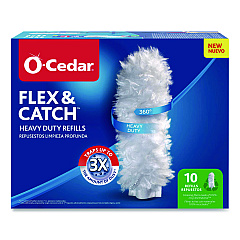 O-Cedar Flex and Catch Duster Heavy-Duty Refills, Polyester, White, 10/Pack, 4 Packs/Carton (172170CT)