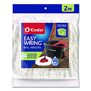 O-Cedar EZWring Spin Mop Refill, Patented Microfiber, Custom Size for EZ Wring Mop Systems, White, 2/Pack, 4 Packs/Carton (172385CT)