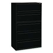 HON Brigade 700 Series Lateral File, 4 Legal-/Letter-Size File Drawers, 1 File Shelf, 1 Post Shelf, Black, 42" x 18" x 64.25" (HON795LP)