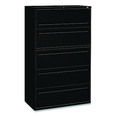 HON Brigade 700 Series Lateral File, 4 Legal-/Letter-Size File Drawers, 1 File Shelf, 1 Post Shelf, Black, 42" x 18" x 64.25" (HON795LP)