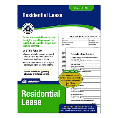 Adams Residential Lease Form Sets with Instructions and Free Download, One-Part (No Copies), 8.5 x 11, 4 Forms/Set, 4 Sets/Pack (LF310)