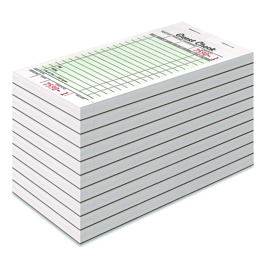 Adams One-Part Guest Check Pad with Perforated Stub, One-Part (No Copies), 3.4 x 6.25, 50 Forms/Pad, 10 Pads/Pack (525SW)
