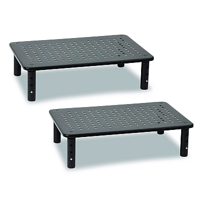 Mind Reader Adjustable Rectangular Monitor Stand, 14.5" x 9.25" x 4" to 5.5", Black, Supports 44 lb, 2/Pack (4LEGM2PKBLK)