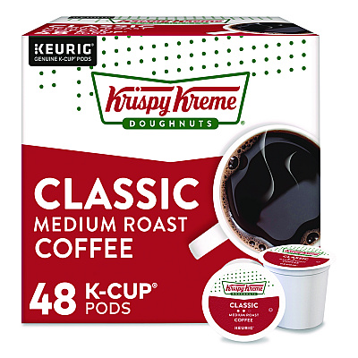 Krispy Kreme Doughnuts Classic Coffee K-Cups, Medium Roast, 0.33 oz, 48/Box (24306975)
