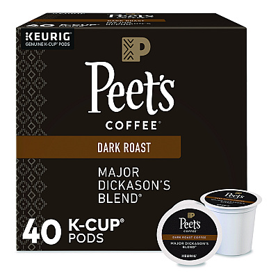 Peet's Coffee Major Dickason's Blend K-Cups, 0.44 oz, 40/Box (24306979)