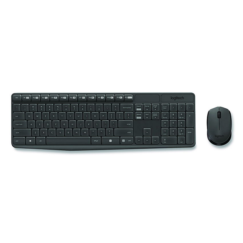 Logitech MK235 Wireless Keyboard and Optical Mouse Combo, 2.4 GHz Frequency, 33 ft Wireless Range, Black (2622126)