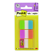 Post-it Tabs 1" Plain Solid Color Tabs, 1/5-Cut, Assorted Colors, 1" Wide, 36/Pack (70005179224)