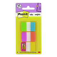 Post-it Tabs 1" Plain Solid Color Tabs, 1/5-Cut, Assorted Colors, 1" Wide, 36/Pack (70005179224)