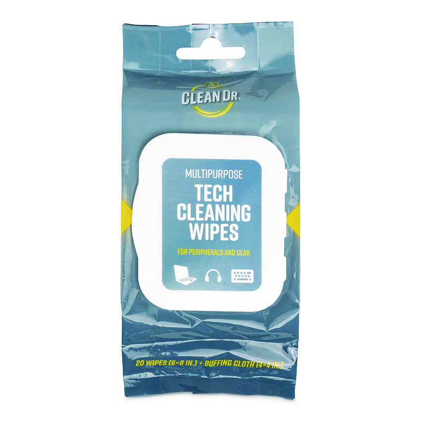 Digital Innovations ScreenDr Device and Screen Cleaning Wipes, 6.88" x 3.9", Unscented, White/Gray, 20/Pack (32566)