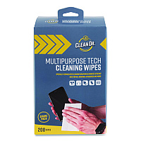 Digital Innovations ScreenDr Multipurpose Tech Cleaning Wipes, 7 x 4, Unscented, White, 200/Pack (32694)