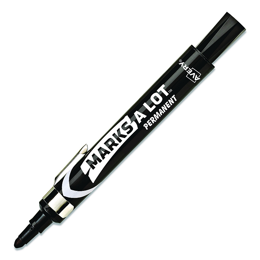 Avery MARKS A LOT Large Desk-Style Permanent Marker with Metal Pocket Clip, Broad Bullet Tip, Black (24878EA)