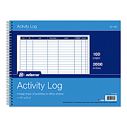 Adams Activity Logbook, 8 Columns, Blue/White Cover, 11 x 8.5 Sheets, 50 Sheets/Book (S1185ABF)