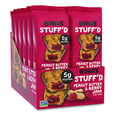Bobo's Stuff'd Gluten-Free Peanut Butter and Berry Jam Oat Bar, 2.5 oz Bar, 12/Box (00103)