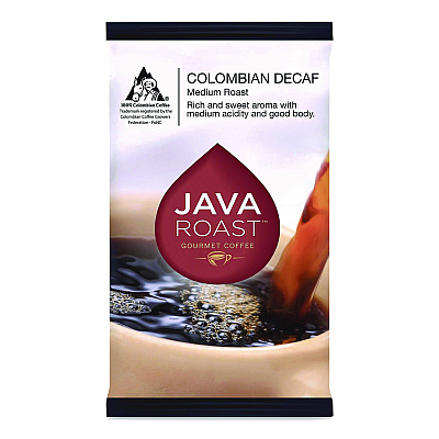 Java Roast Gourmet Coffee Ground Coffee, Columbian Decaf, 1.25 oz Packet, 42/Carton (479699)