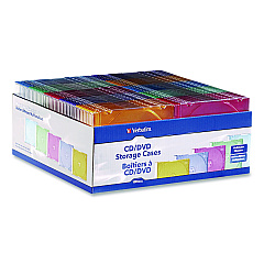 Verbatim Slim Cases, CD/DVD, Assorted Colors, 100/Pack (97836)